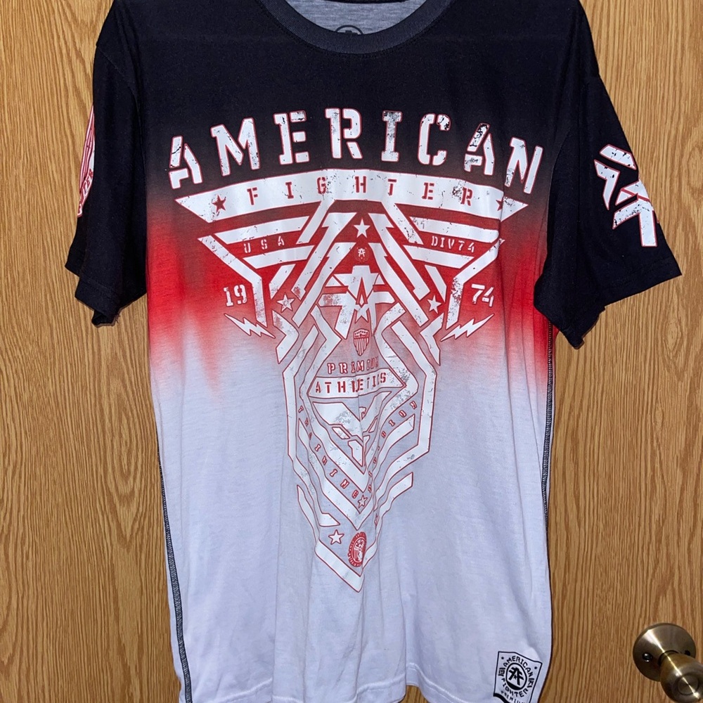 American Fighter Men's Black and Red Graphic T-Shirt